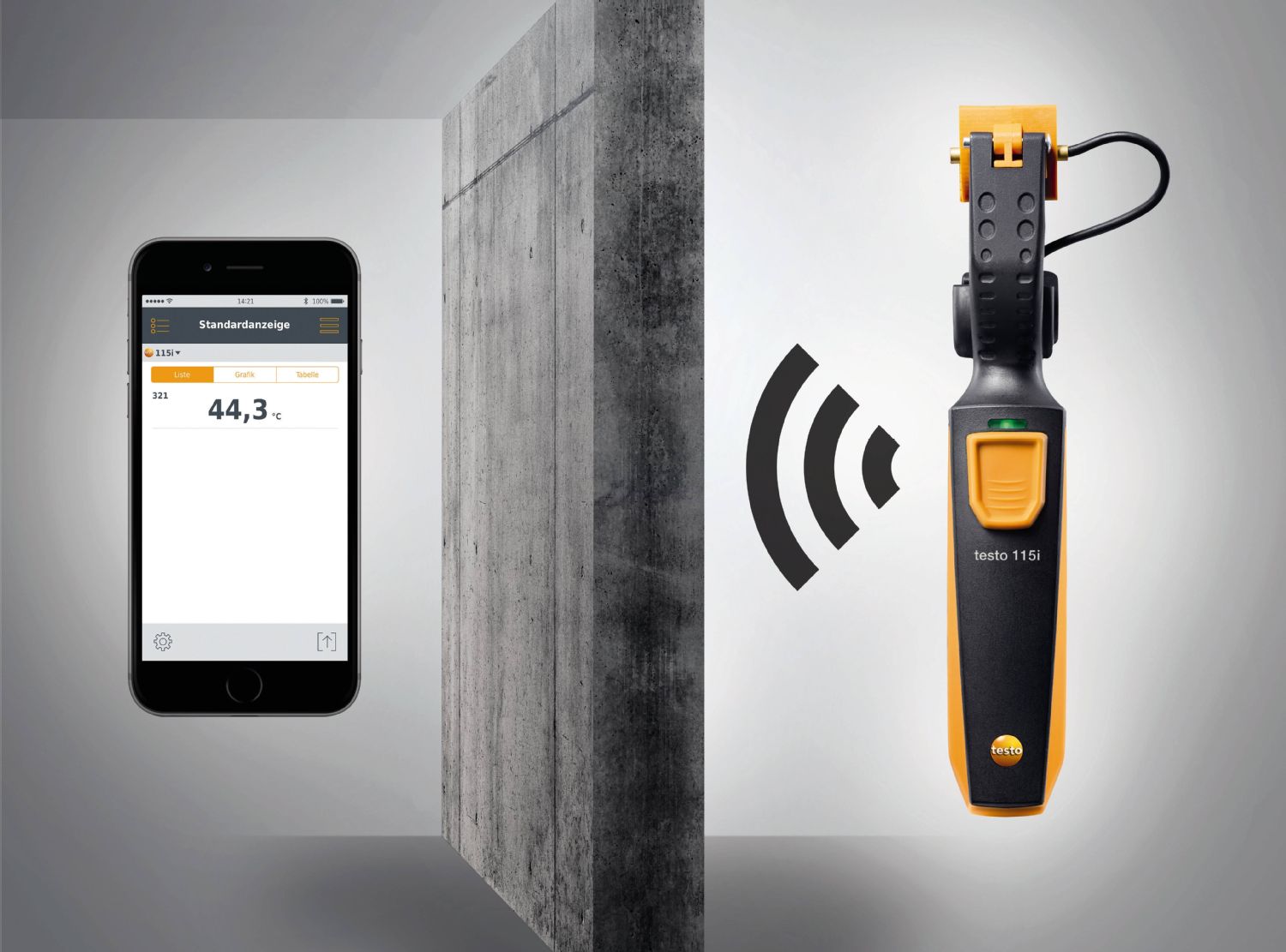 Zangenthermometer testo 115i - mit Smartphone-Bedienung